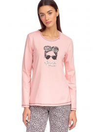 Γυναικεία Πυτζάμα Vamp - Ροζ - Παντελόνι animal print - Cotton