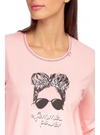 Γυναικεία Πυτζάμα Vamp - Ροζ - Παντελόνι animal print - Cotton