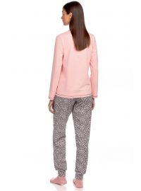 Γυναικεία Πυτζάμα Vamp - Ροζ - Παντελόνι animal print - Cotton