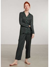 Γυναικεία πυτζάμα Penye Mood  - Εμπριμέ - Σκούρο πράσινο