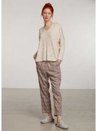 Γυναικεία πυτζάμα Penye Mood  - Καρό παντελόνι - Μπεζ