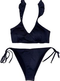 Lida Μαγιό τρίγωνο με Βολάν - Σετ μπικίνι - Μαύρο - Κανονικό