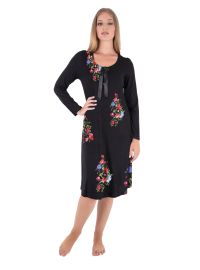 Γυναικείο φόρεμα Claire Katrania - Homewear Floral - Μαύρο Viscose