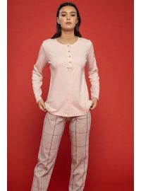 Γυναικεία πυτζάμα Noidinotte - Σεμιζιέ Ροζ - Καρό Παντελόνι