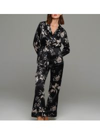 Γυναικεία πυτζάμα Lida - Μαύρο Σατέν - Floral - Homewear Set