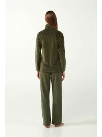 Γυναικεία φόρμα Vamp - Homewear Set - Λαδί Βελούδο - Regular Fit - Cotton