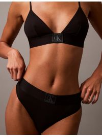 Γυναικείο string Calvin Klein - Μαύρο - Logo μπροστά Cotton - Regular Fit