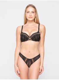 Γυναικείο Σουτιέν Balconette Luna - Μαύρο - Δαντέλα - Cup D - Polyamide - Regular Fit