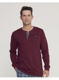 Ανδρική πυτζάμα Noidinotte - Βουργουνδί - Μπλε Καρό παντελόνι - Regular Fit - Cotton