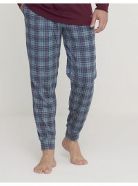 Ανδρική πυτζάμα Noidinotte - Βουργουνδί - Μπλε Καρό παντελόνι - Regular Fit - Cotton