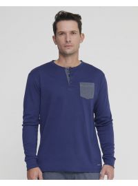 Ανδρική πυτζάμα Noidinotte - Μπλε - Γκρι Ψαροκόκαλο - Regular Fit - Cotton