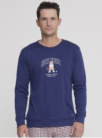 Ανδρική πυτζάμα Noidinotte - Μπλε print - Καρό παντελόνι - Regular Fit - Cotton