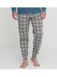 Ανδρική πυτζάμα Noidinotte - Πετρόλ - Καρό παντελόνι - Regular Fit - Cotton