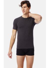 Ανδρικό φανελάκι Minerva Sporties - Μαύρο - Γκρι - Κοντομάνικο - 2 Pack - Regular Fit - Cotton