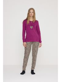 Γυναικεία πυτζάμα Noidinotte - Φούξια - Animal Print παντελόνι - Regular Fit - Cotton