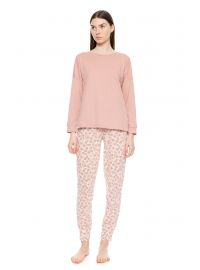 Γυναικεία Πυτζάμα Pink Label - Floral Print - Ροζ - Cotton - Regular Fit