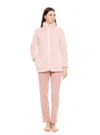 Γυναικεία Ρόμπα Pink Label - Baby Pink - Fleece Ζακέτα - Polyester - Regular Fit