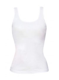 Γυναικείο φανελάκι Minerva - Λευκό Rib - Αμάνικο - Σατέν ρέλι - 2 Pack - Regular Fit - Cotton