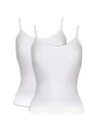 Γυναικείο φανελάκι Minerva - Λευκό Rib - Τιράντα - Σατέν ρέλι - 2 Pack - Regular Fit - Cotton
