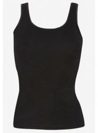 Γυναικείο φανελάκι Minerva - Μαύρο Rib - Αμάνικο - Σατέν ρέλι - 2 Pack - Regular Fit - Cotton