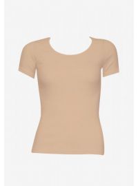 Γυναικείο φανελάκι Minerva - Μπεζ Rib - Κοντομάνικο - Σατέν ρέλι - 2 Pack - Regular Fit - Cotton