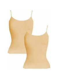 Γυναικείο φανελάκι Minerva - Μπεζ Rib - Τιράντα - Σατέν ρέλι - 2 Pack - Regular Fit - Cotton