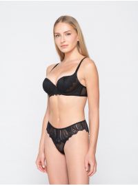 Γυναικείο Σουτιέν Balconette Luna Sylvie - Μαύρο - Δαντέλα - Cup D - Polyamide - Regular Fit