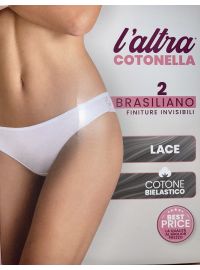 Γυναικείο Brazil Cotonella - Cotton Δαντέλα  - Μαύρα - 2 pack