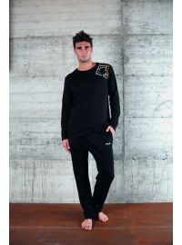 Ανδρική Πυτζάμα FILA - Χειμερινή - Μαύρη με print - Cotton - Regular Fit