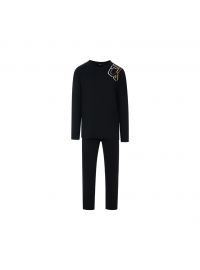 Ανδρική Πυτζάμα FILA - Χειμερινή - Μαύρη με print - Cotton - Regular Fit