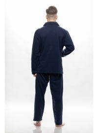 Ανδρική πυτζάμα Galaxy - Μπλε με πουκάμισο - Regular Fit - Cotton