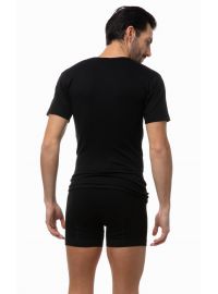 Ανδρικό φανελάκι Minerva - Κοντομάνικο - Ανοιχτή λαιμόκοψη - Μαύρο - 2 Pack - Regular Fit - Cotton