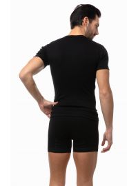 Ανδρικό φανελάκι Minerva - Μαύρο - Κοντομάνικο - Κλειστή λαιμόκοψη - 2 Pack - Regular Fit - Cotton