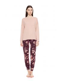 Γυναικεία Πυτζάμα Pink Label - Floral Print - Ροζ - Cotton - Regular Fit