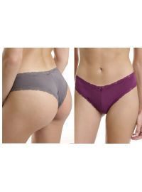 Γυναικείο brazil slip Walk - Δαντέλα - Μονόχρωμο Brief από ίνες bamboo - Regular Fit - 2 pack