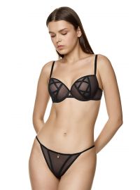 Γυναικείο Σουτιέν Push Up MED SYLVIE - Μαύρο με Διαφάνεια - Regular Fit - Polyester - Cup B