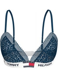 Γυναικείο σουτιέν τριγωνάκι Tommy Hilfiger - Μπλε δαντέλα - Logo - Nylon - Regular Fit