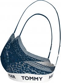 Γυναικείο σουτιέν τριγωνάκι Tommy Hilfiger - Μπλε δαντέλα - Logo - Nylon - Regular Fit