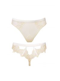 Brazilian slip νυφικό Miss Rosy - Ιβουάρ - Διαφάνεια & Κέντημα