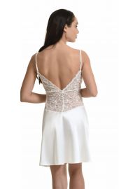 Νυφικό νυχτικό Miss Rosy - Σατέν Ιβουάρ - Δαντέλα