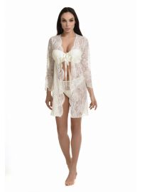 Νυφική ρόμπα Miss Rosy - Δαντέλα Ιβουάρ - Σατέν κορδέλα