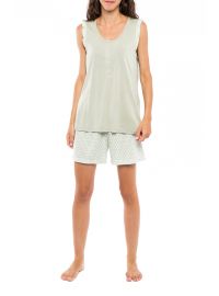 Γυναικεία πυτζάμα Pink Label - Εμπριμέ σορτσάκι - Αμάνικη μπλούζα