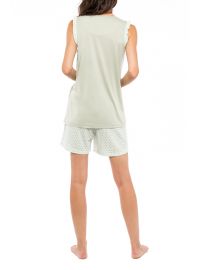 Γυναικεία πυτζάμα Pink Label - Εμπριμέ σορτσάκι - Αμάνικη μπλούζα