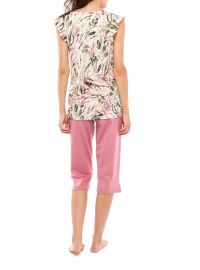 Γυναικεία πυτζάμα Pink Label - Ροζ κάπρι - Αμάνικη εμπριμέ