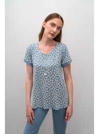 Γυναικεία πυτζάμα  Vamp - Κάπρι παντελόνι - Serene Blue