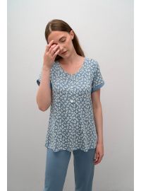 Γυναικεία πυτζάμα  Vamp - Κάπρι παντελόνι - Serene Blue