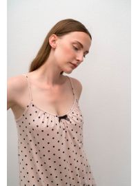 Γυναικείο Νυχτικό Vamp  - Λεπτή τιράντα - Ροζ πουά