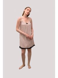 Γυναικείο Νυχτικό Vamp  - Λεπτή τιράντα - Ροζ πουά