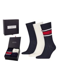 Ανδρικές κάλτσες Tommy Hilfiger - GIFTBOX - Navy και Λευκές - 3 Pack - Cotton
