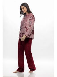 Γυναικεία πυτζάμα Galaxy - Fleece - Σάπιο μήλο Print - Regular Fit - Polyester